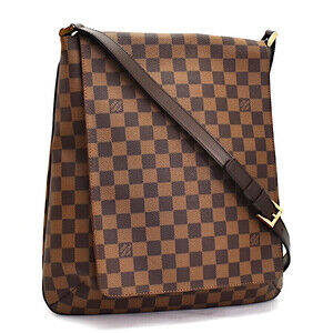 Louis Vuitton Damier Musette Shoulder Bag Brown Canvas Leather